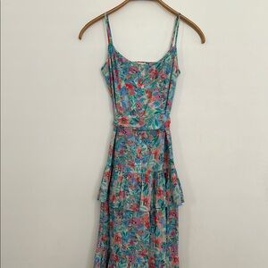 Shoshanna floral watercolor tiered dress